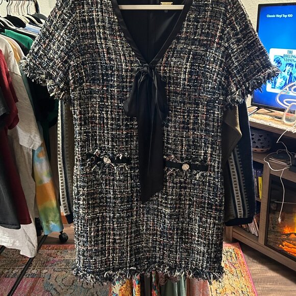 Alexa Admor Tweed Shift Dress Size 12 Black Multi - Picture 2 of 4